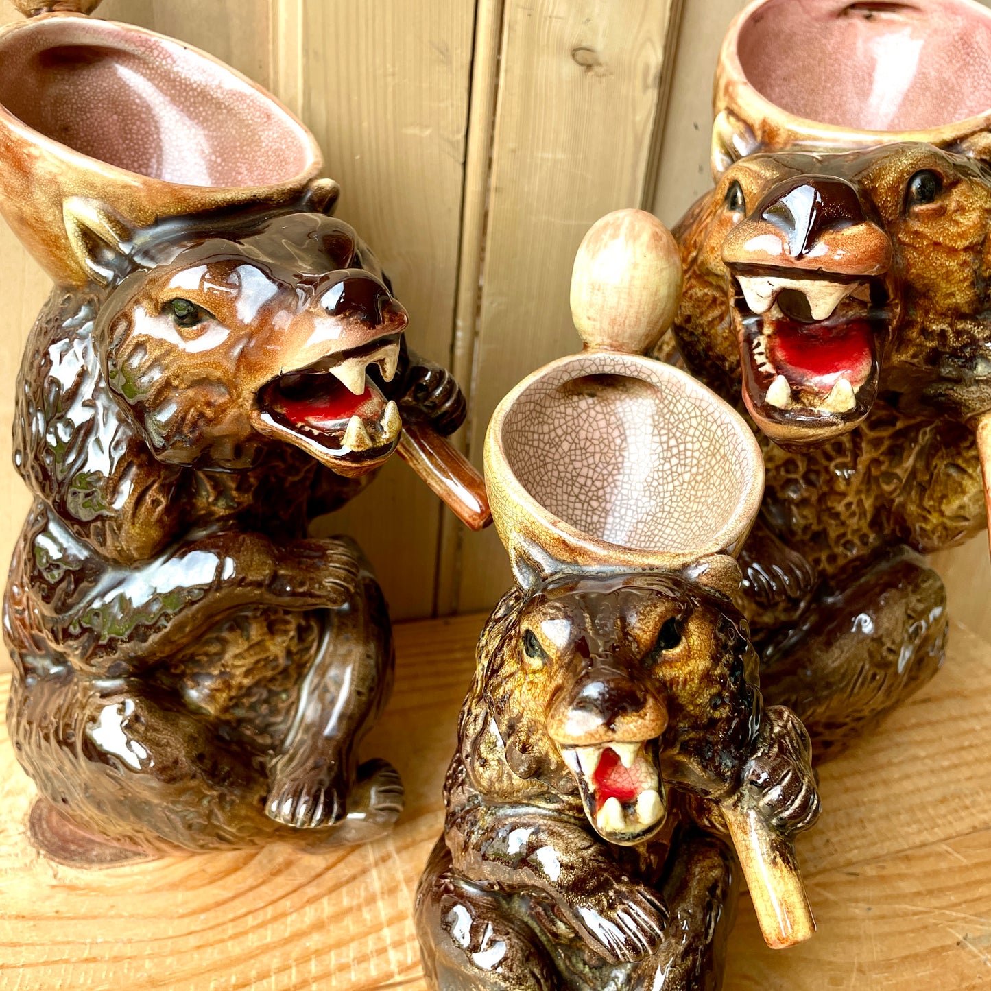 Set of Three Antique Joseph Holdcroft Syrup Jugs