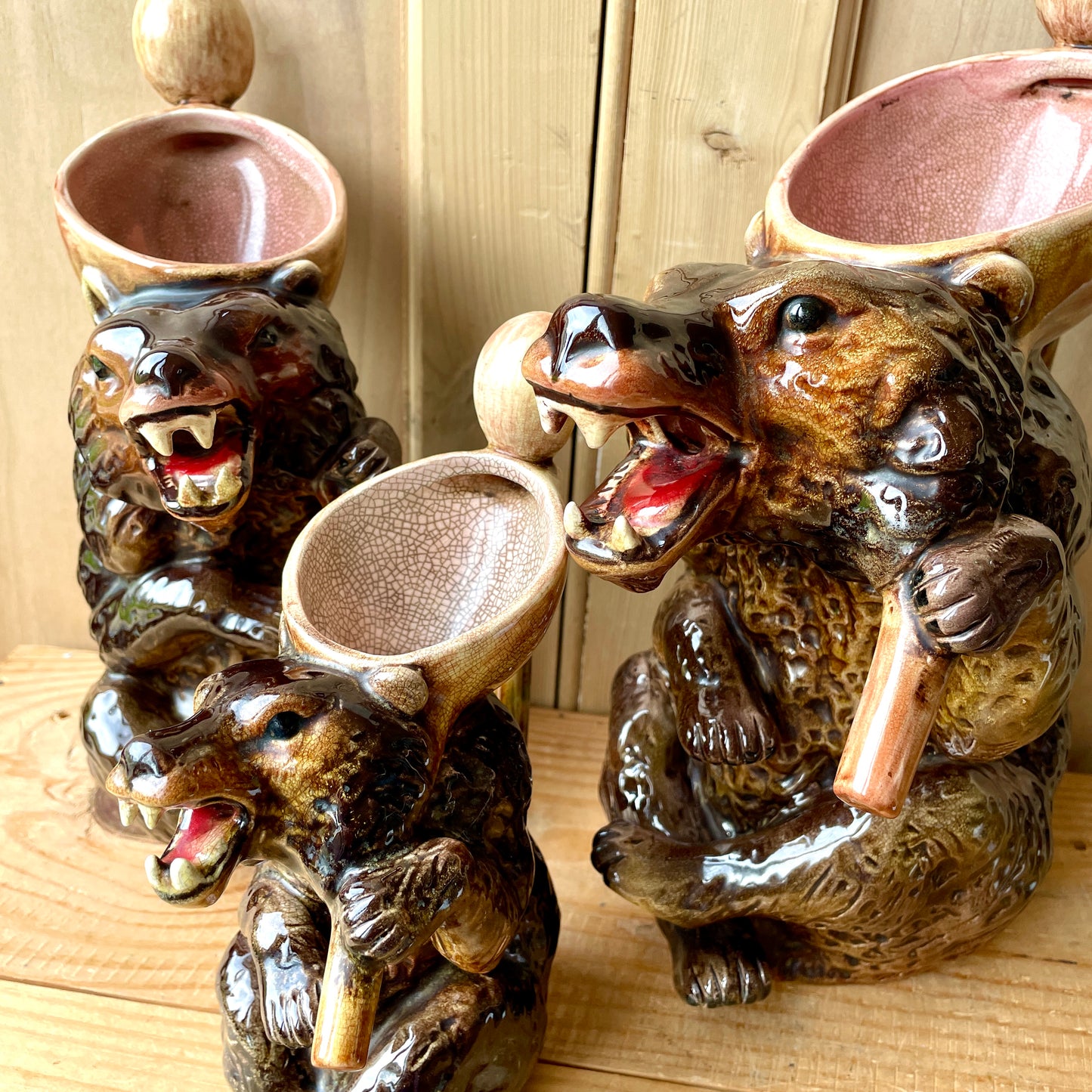 Set of Three Antique Joseph Holdcroft Syrup Jugs