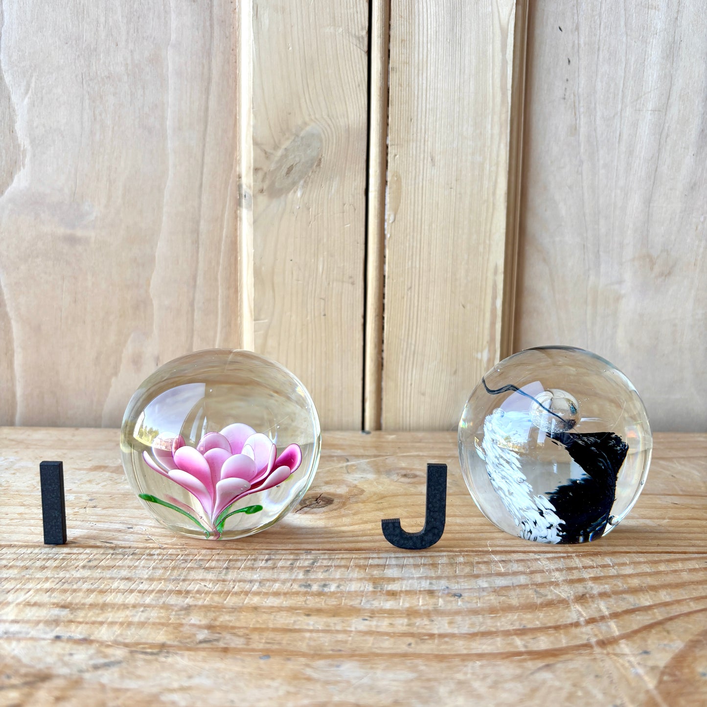 Vintage handblown glass paperweights