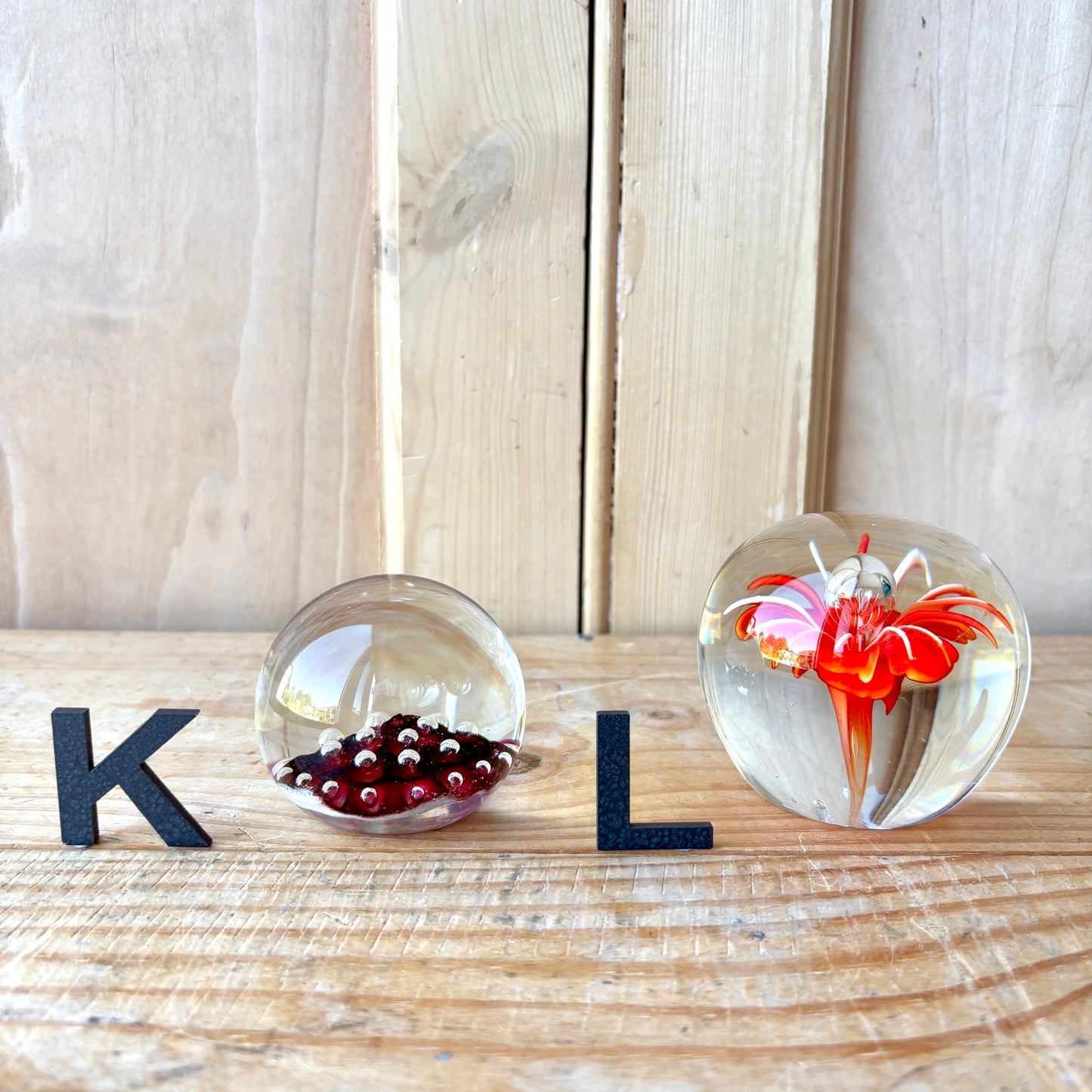 Vintage handblown glass paperweights
