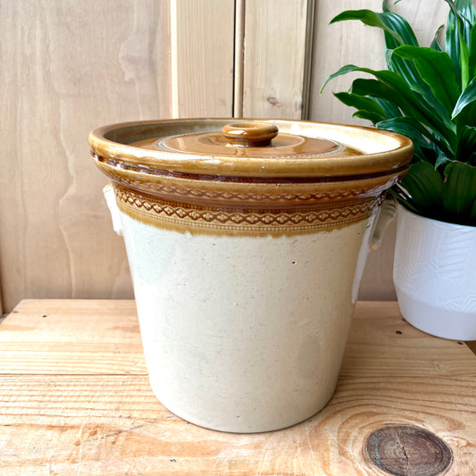 V Large Vintage Stoneware Butter Crock