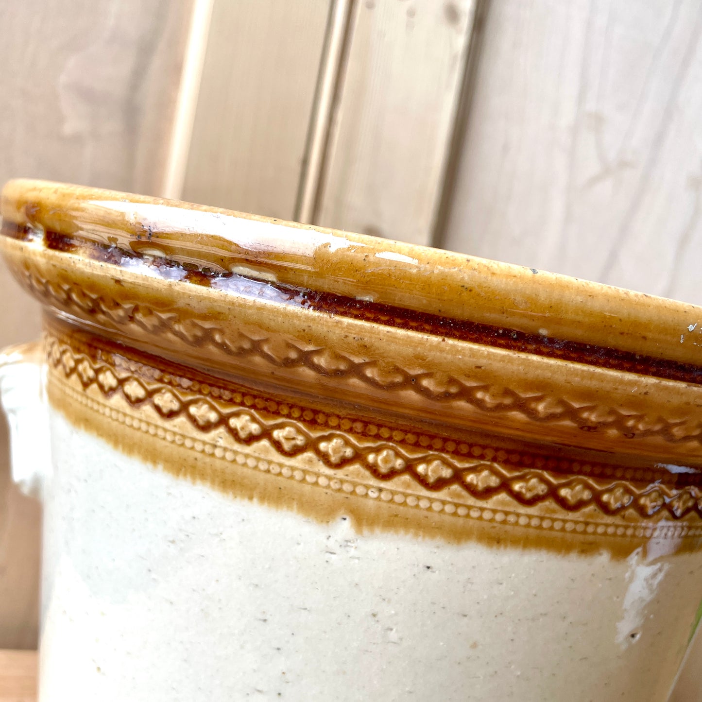 V Large Vintage Stoneware Butter Crock