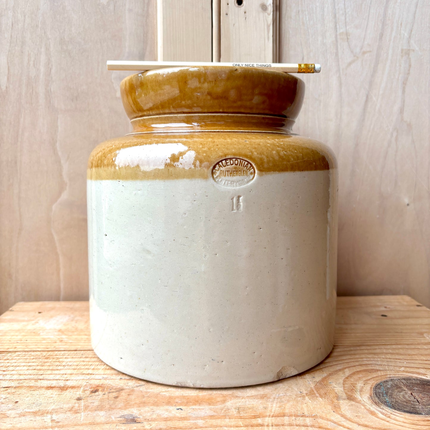 Very Large Vintage Stoneware Butter Crock