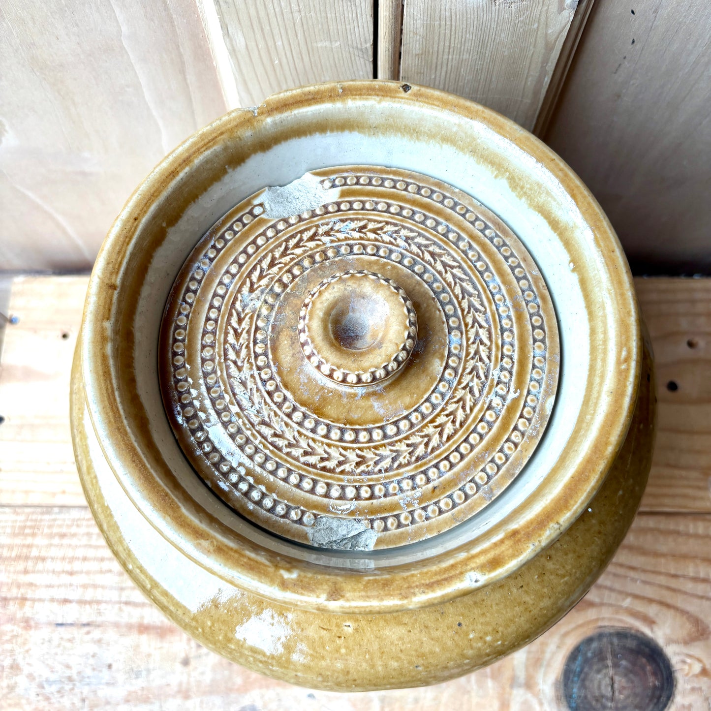 Very Large Vintage Stoneware Butter Crock
