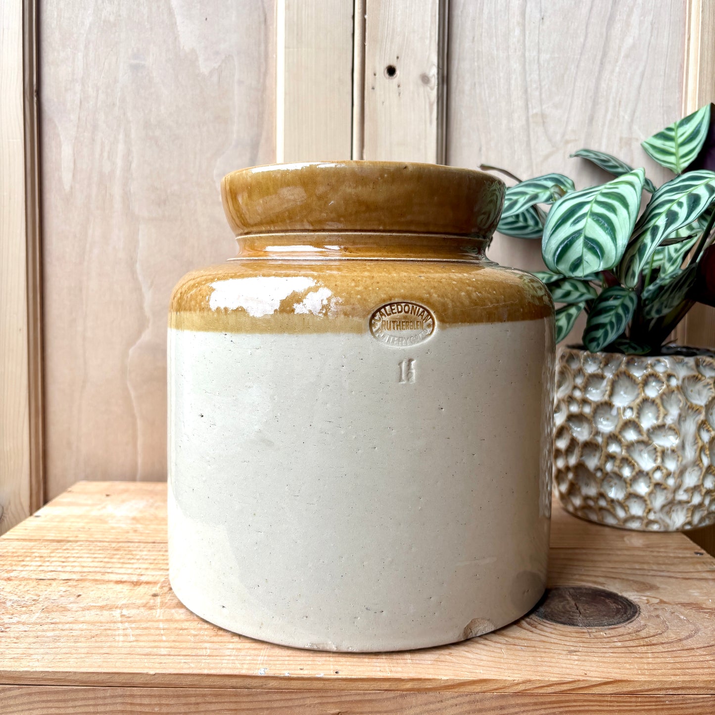 Very Large Vintage Stoneware Butter Crock