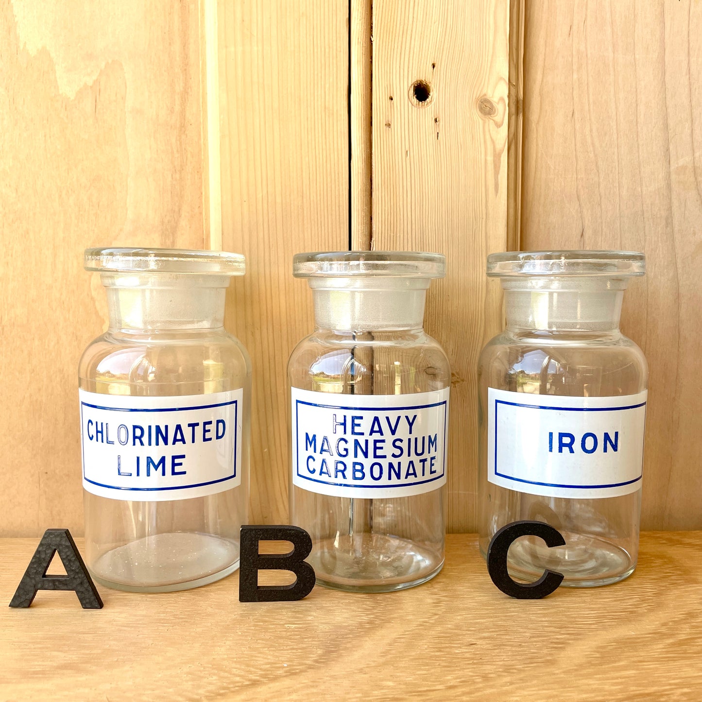Large Vintage Chemist Lab Match Bottles