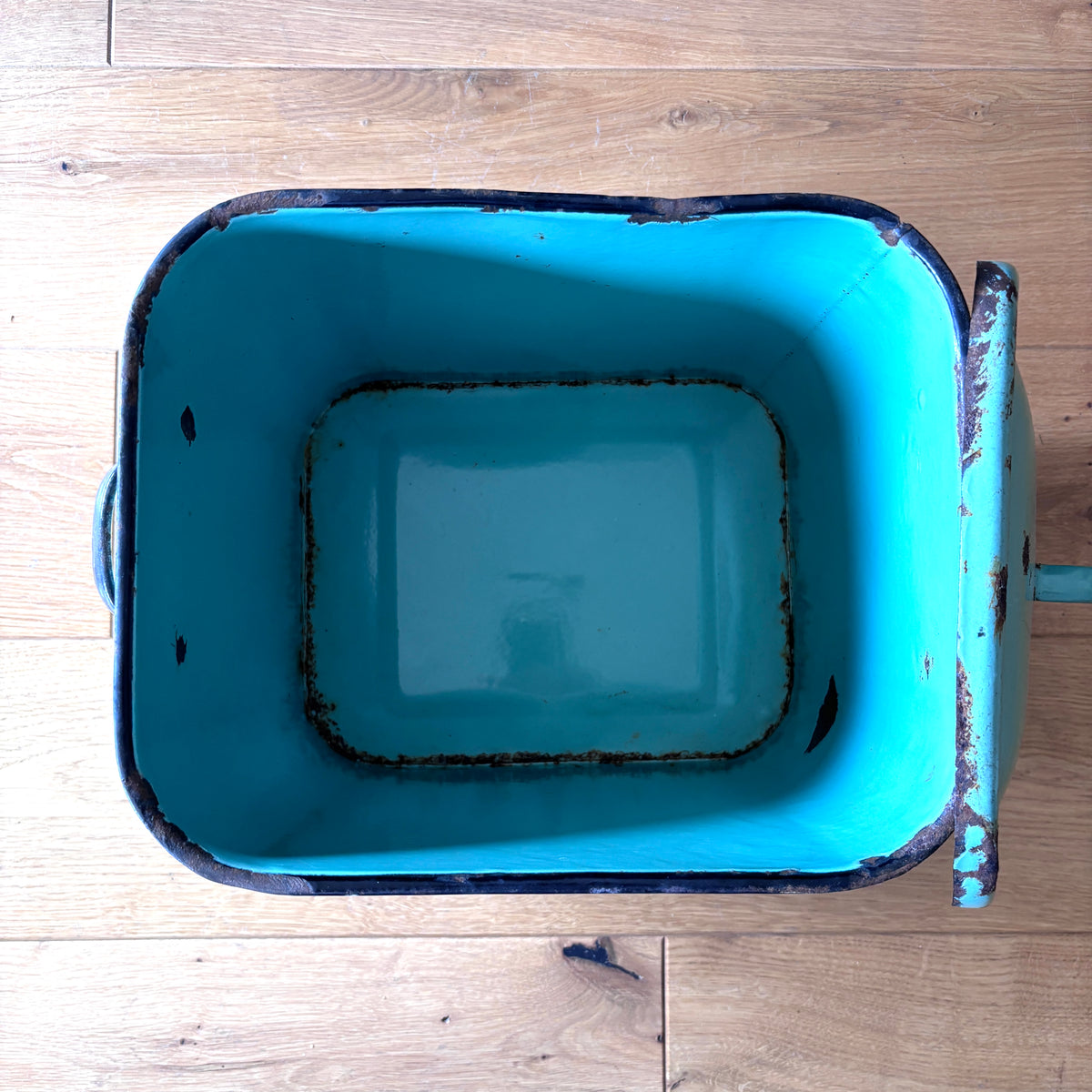 Vintage Green Enamel Bread Bin