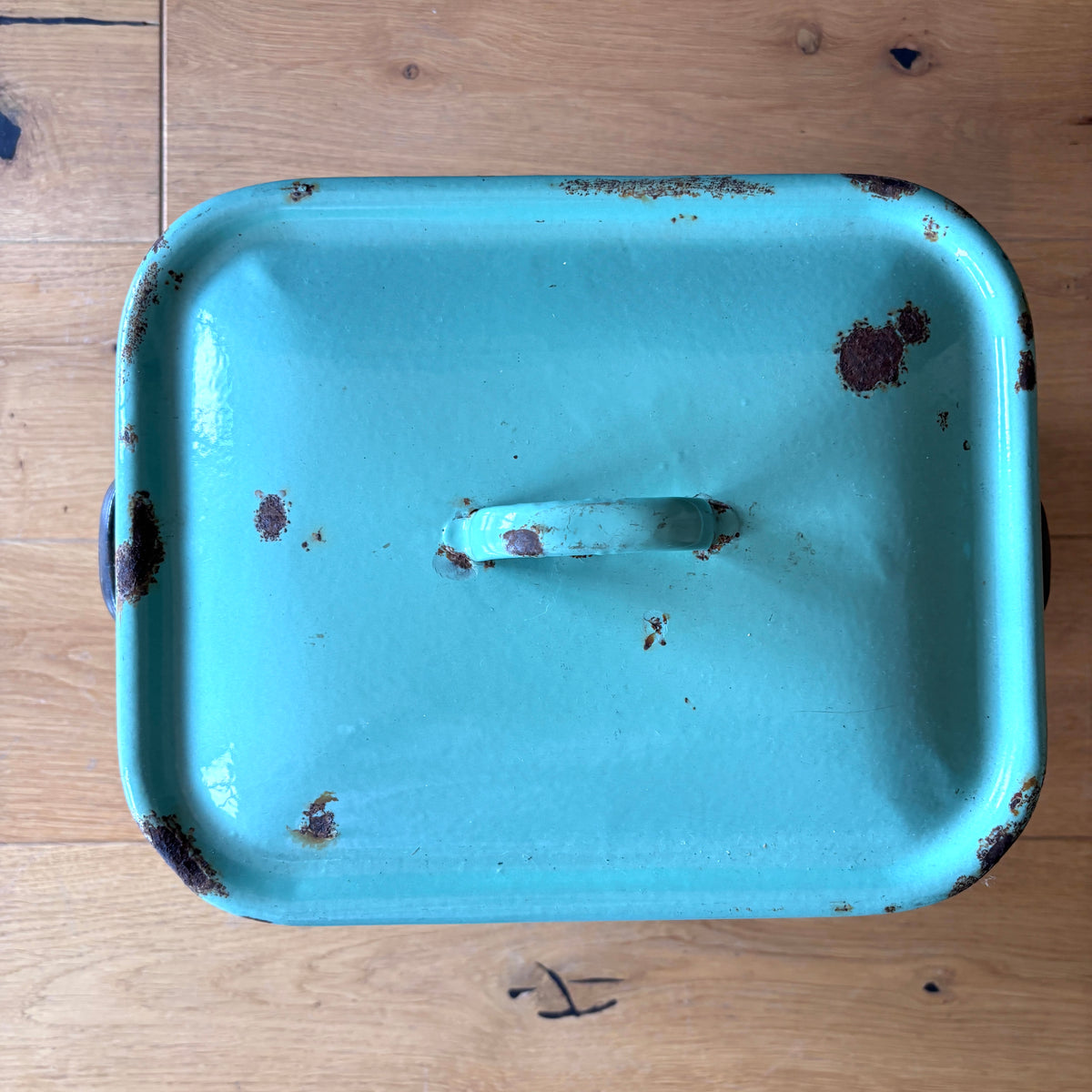 Vintage Green Enamel Bread Bin
