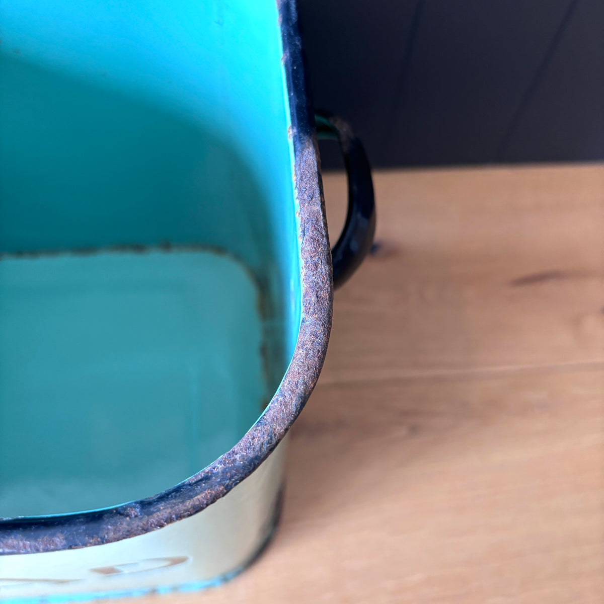 Vintage Green Enamel Bread Bin