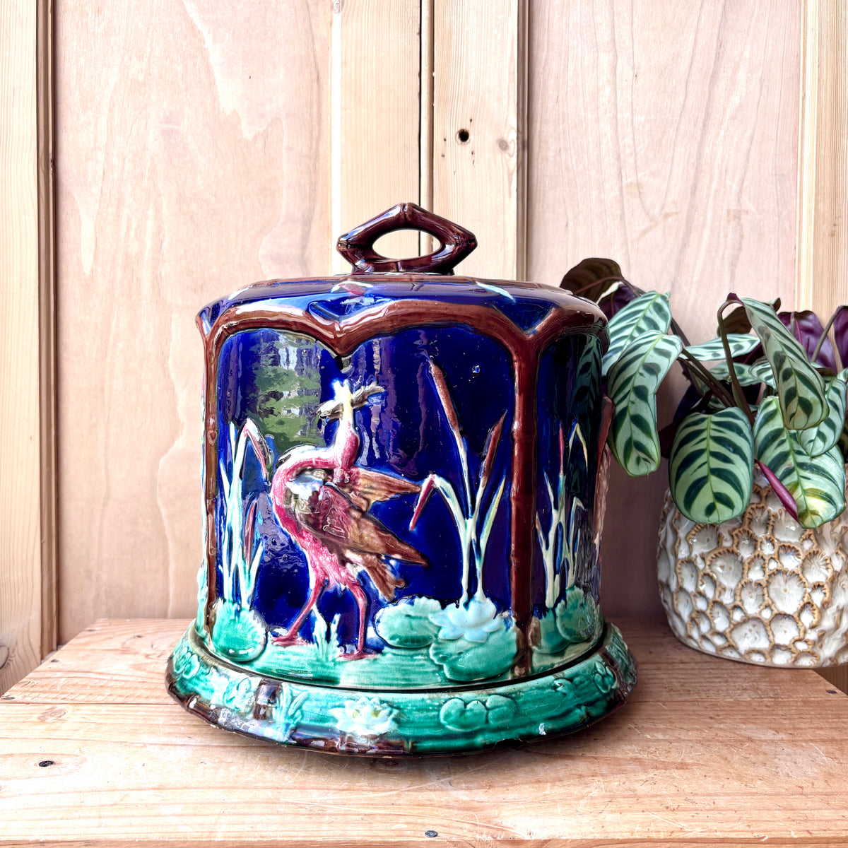 Antique Majolica Thomas Forester Stilton Cheese Dome