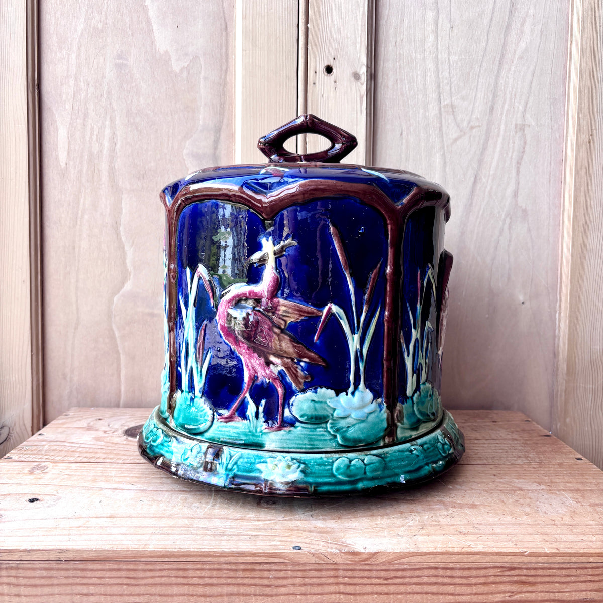 Antique Majolica Thomas Forester Stilton Cheese Dome