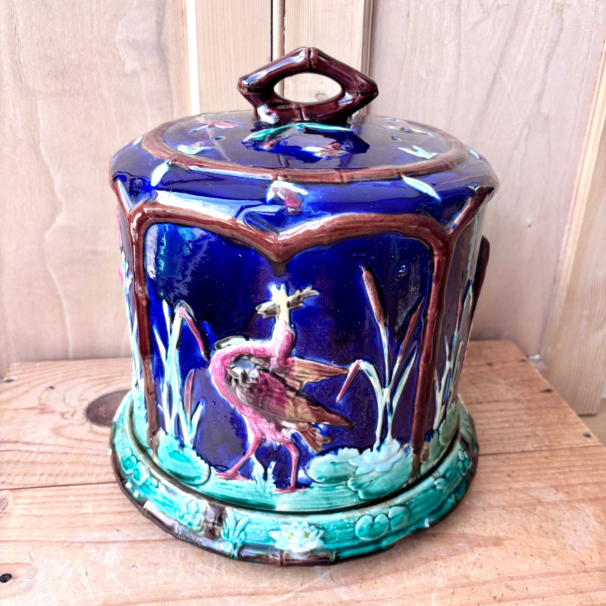 Antique Majolica Thomas Forester Stilton Cheese Dome