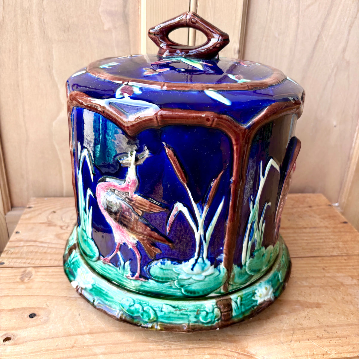 Antique Majolica Thomas Forester Stilton Cheese Dome