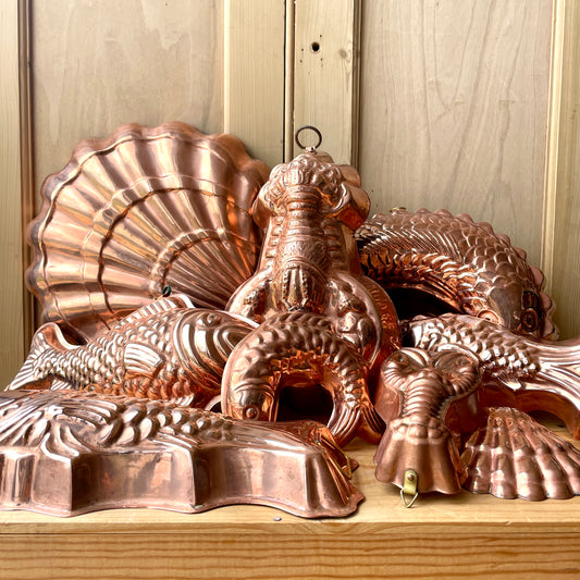Vintage Copper fish moulds