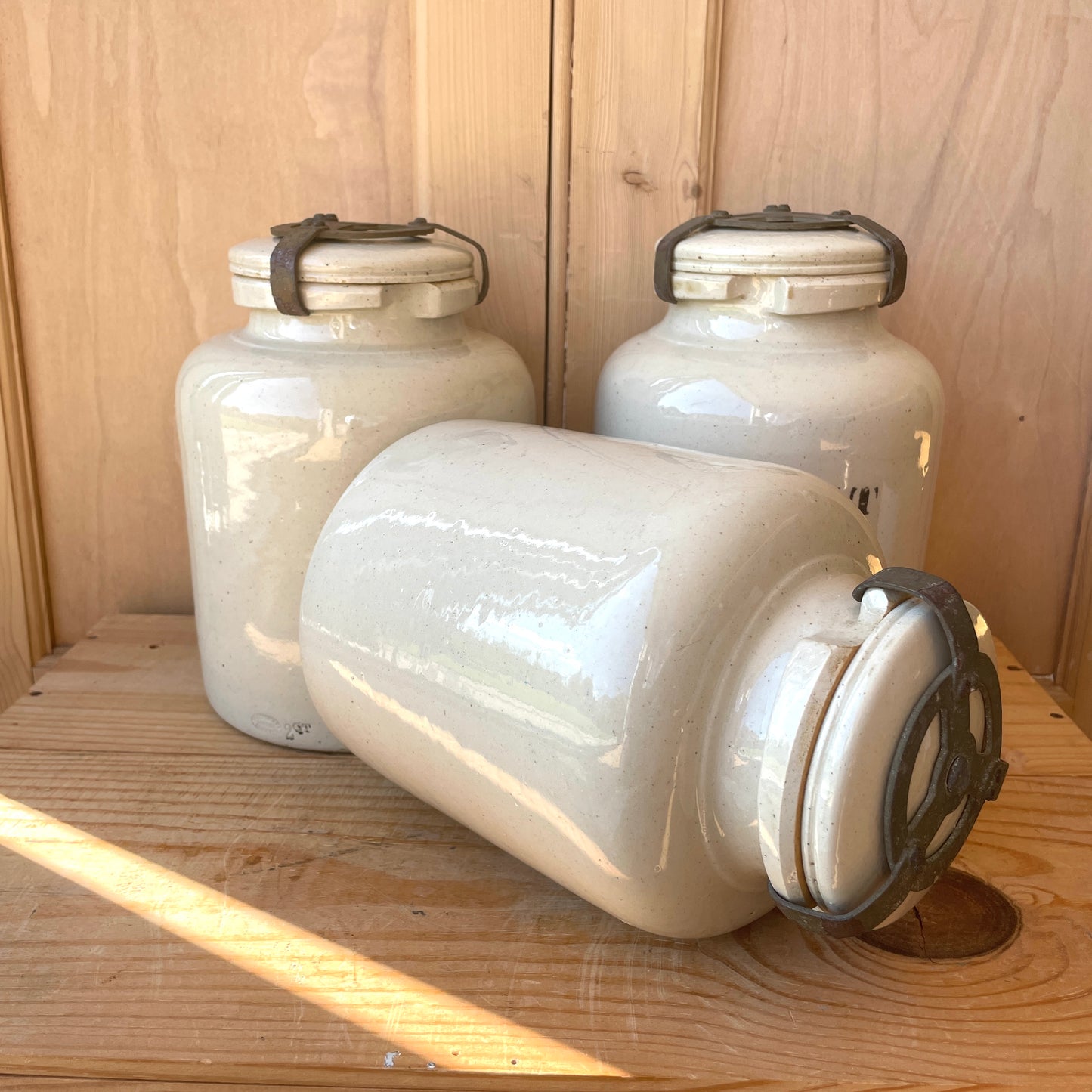 Set of Three Antique Doulton Lambeth Sample/Acid Jars