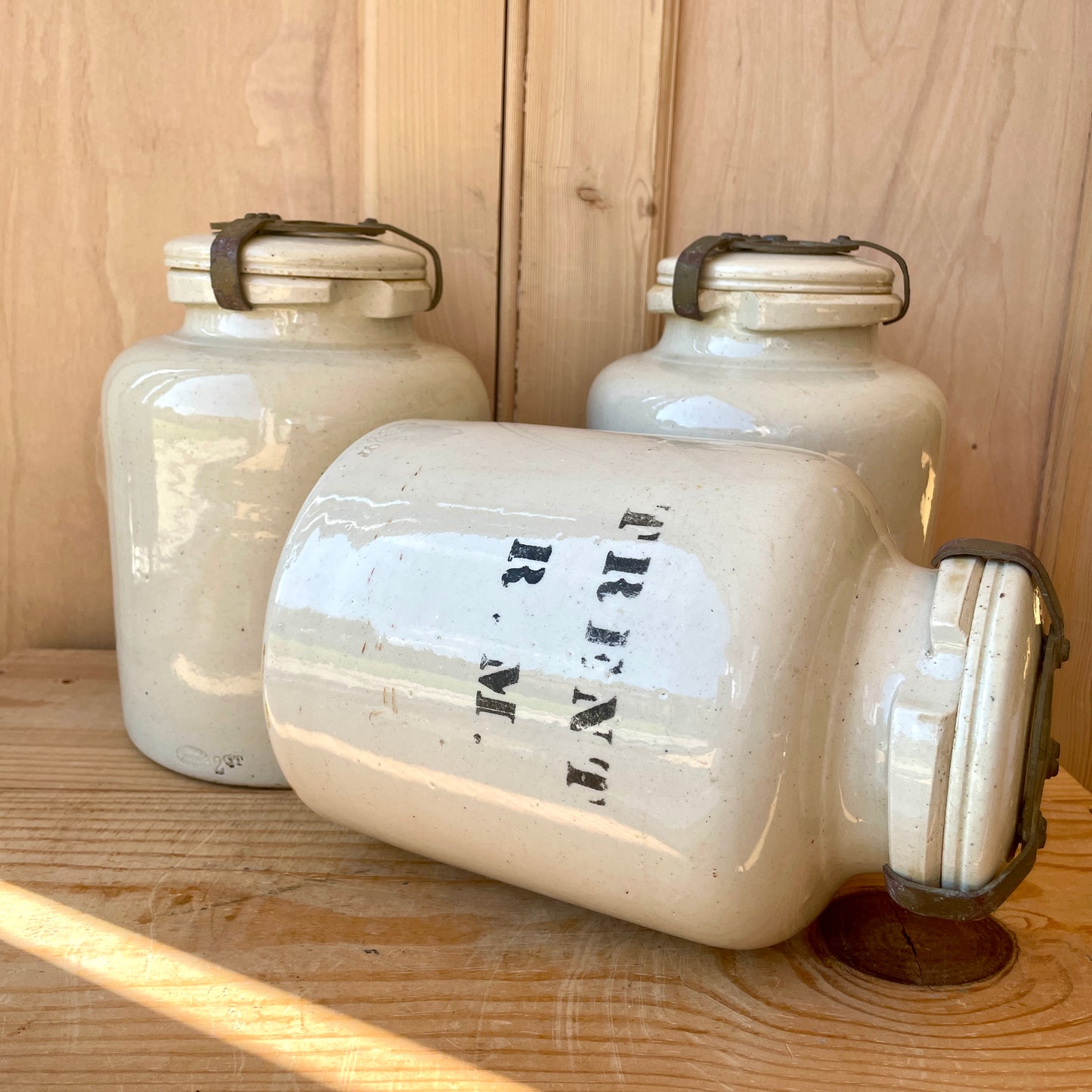 Set of Three Antique Doulton Lambeth Sample/Acid Jars