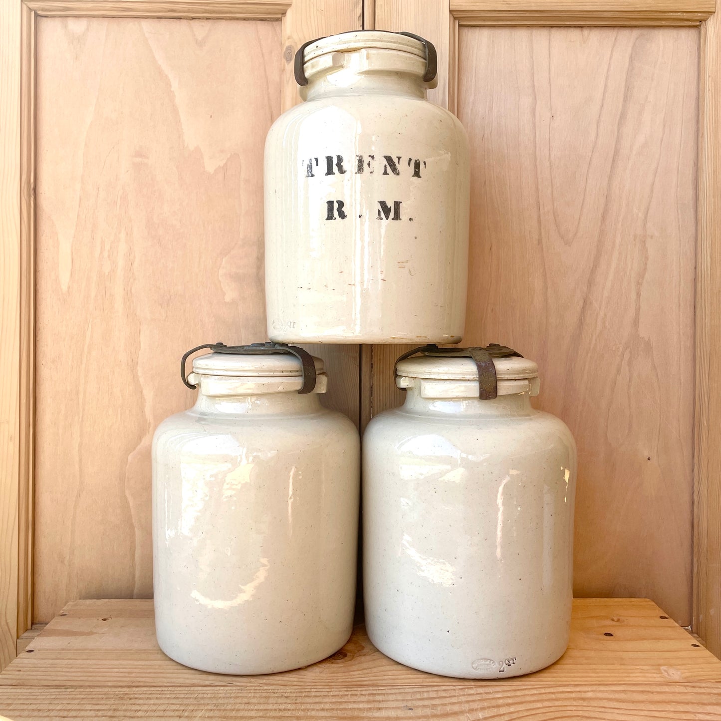 Set of Three Antique Doulton Lambeth Sample/Acid Jars