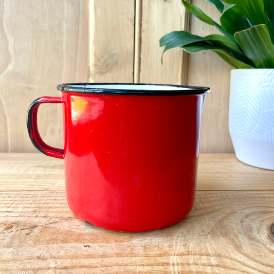 Vintage Bright Red Enamel Milk Jug