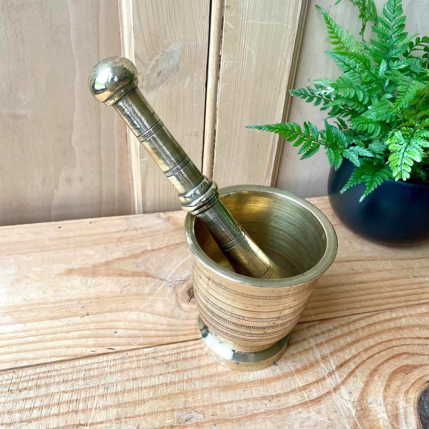 Antique Brass Pestle and Mortar