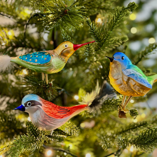 Vintage style Christmas bird baubles