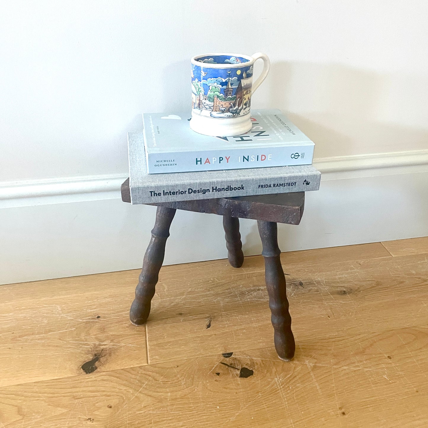 Small Vintage Tripod Demi Lune Stool