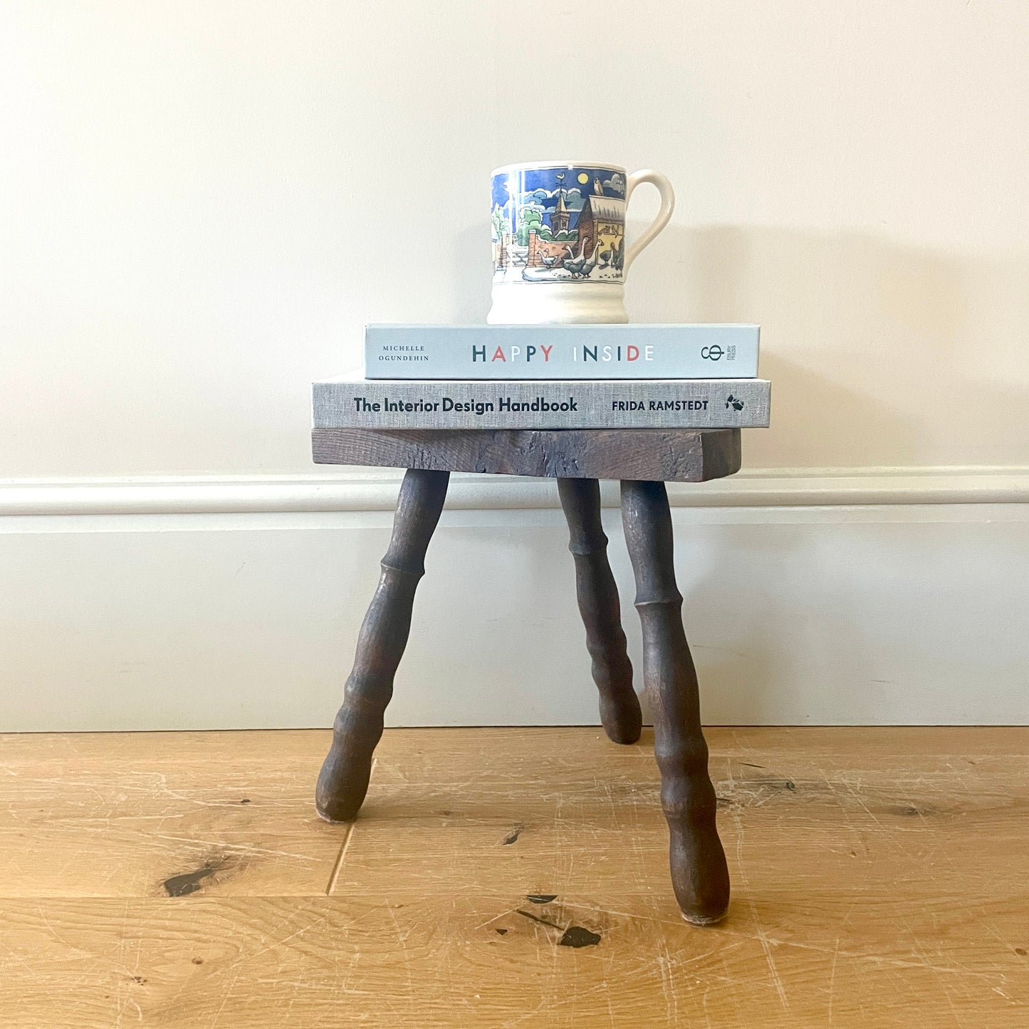 Small Vintage Tripod Demi Lune Stool