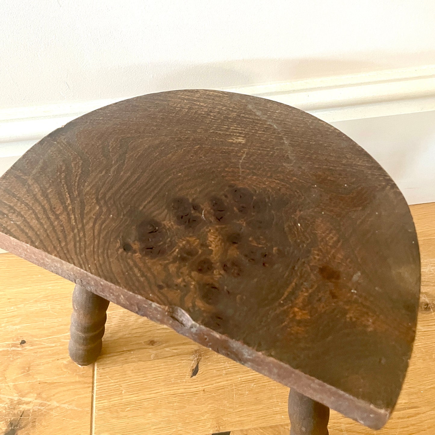 Small Vintage Tripod Demi Lune Stool