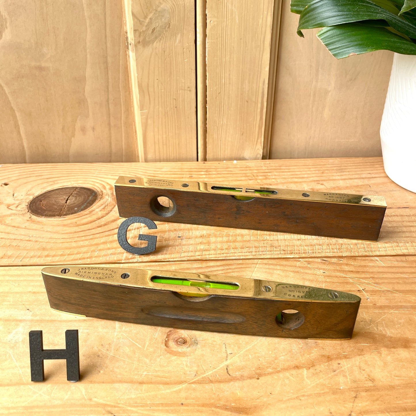 Vintage Brass and Hardwood Spirit Levels