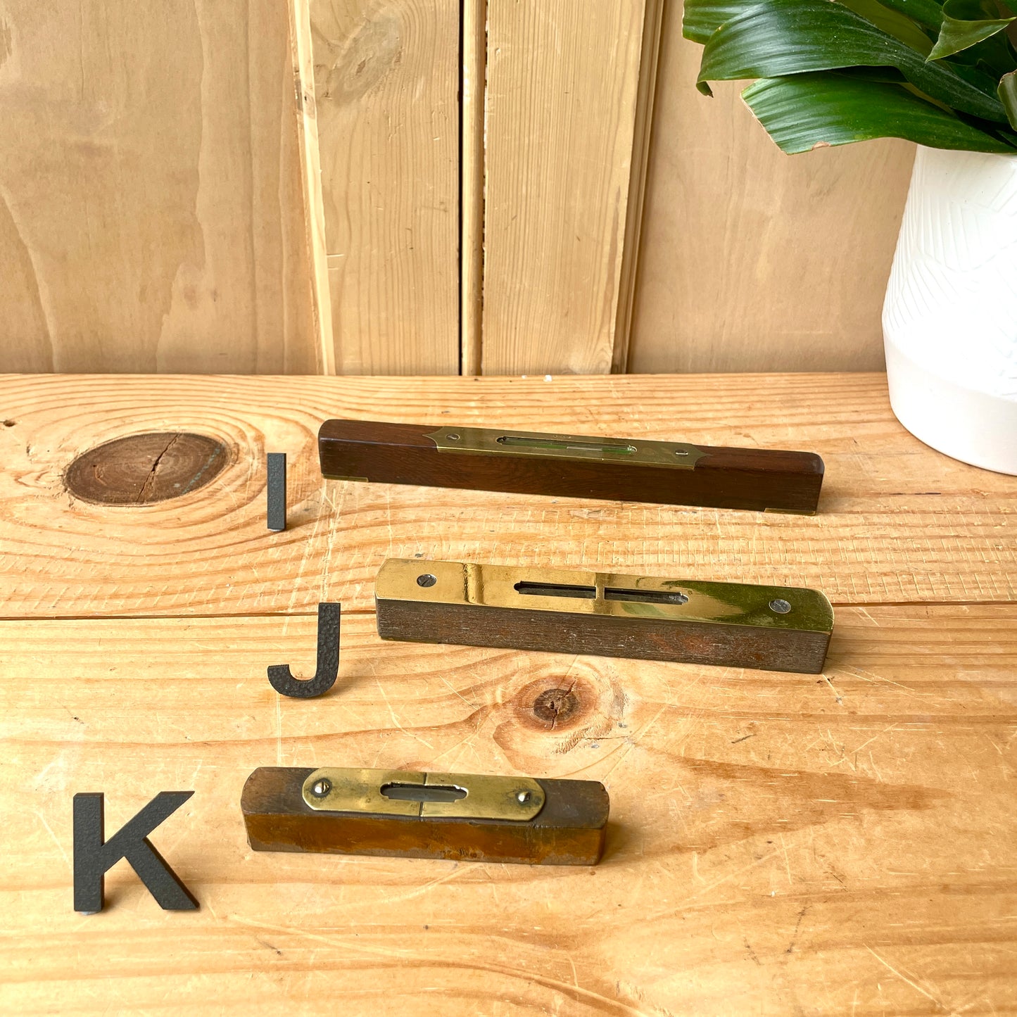 Vintage Brass and Hardwood Spirit Levels