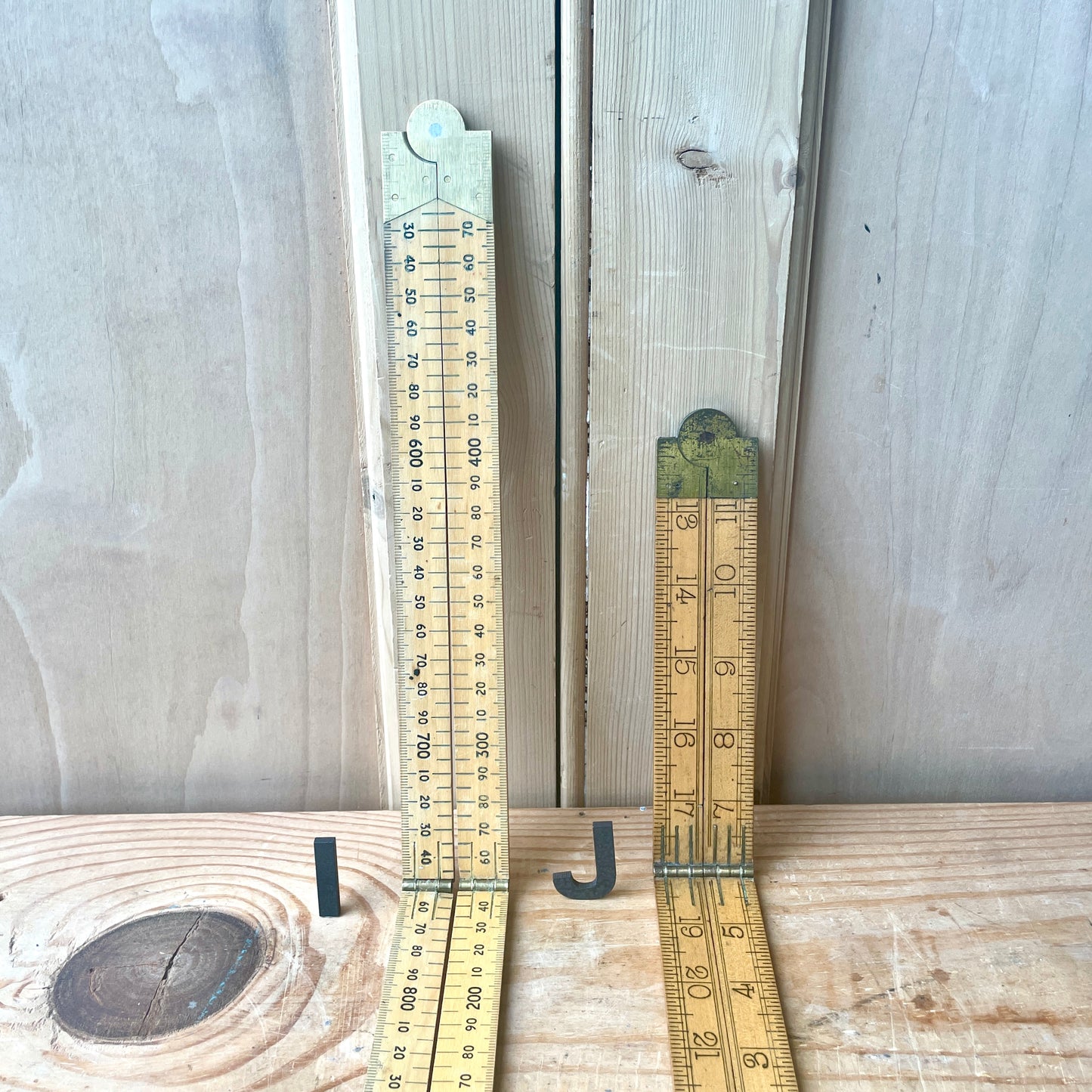 Vintage Folding Boxwood Rules
