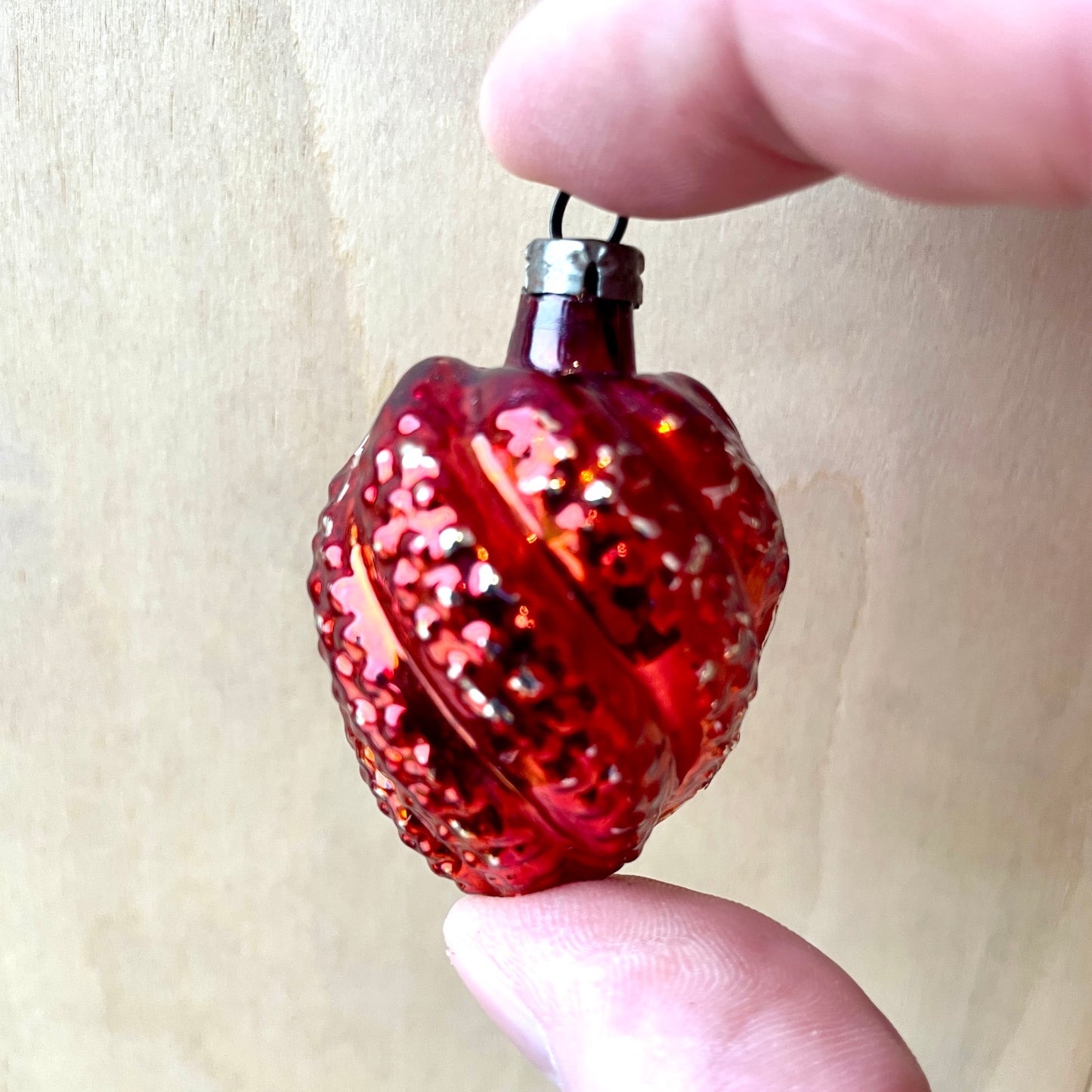Vintage Small Early Red Twisted Bauble