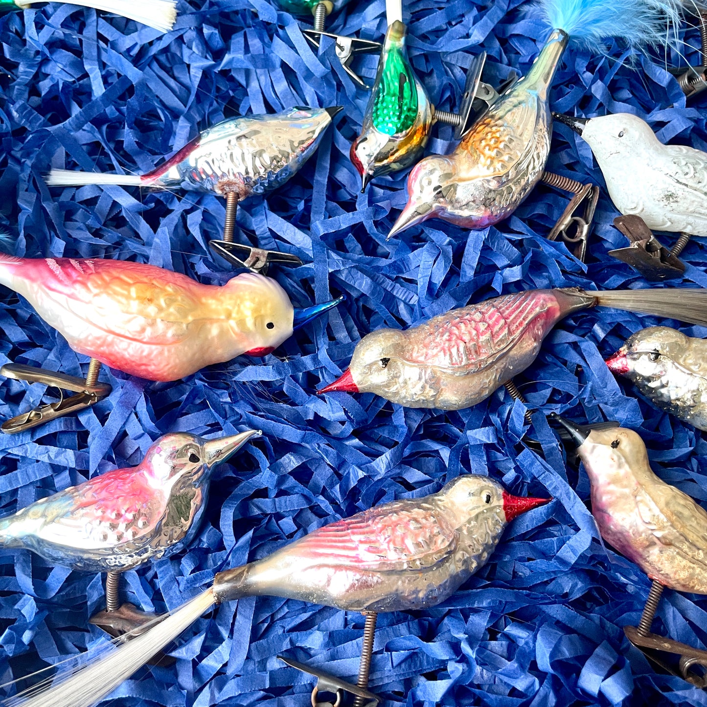 Vintage Mercury Glass Bird Baubles