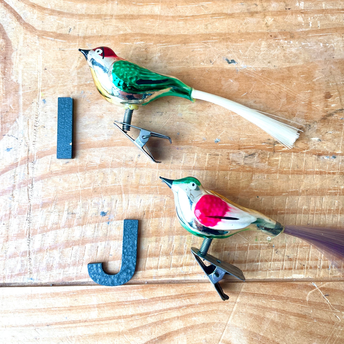 Vintage Mercury Glass Bird Baubles