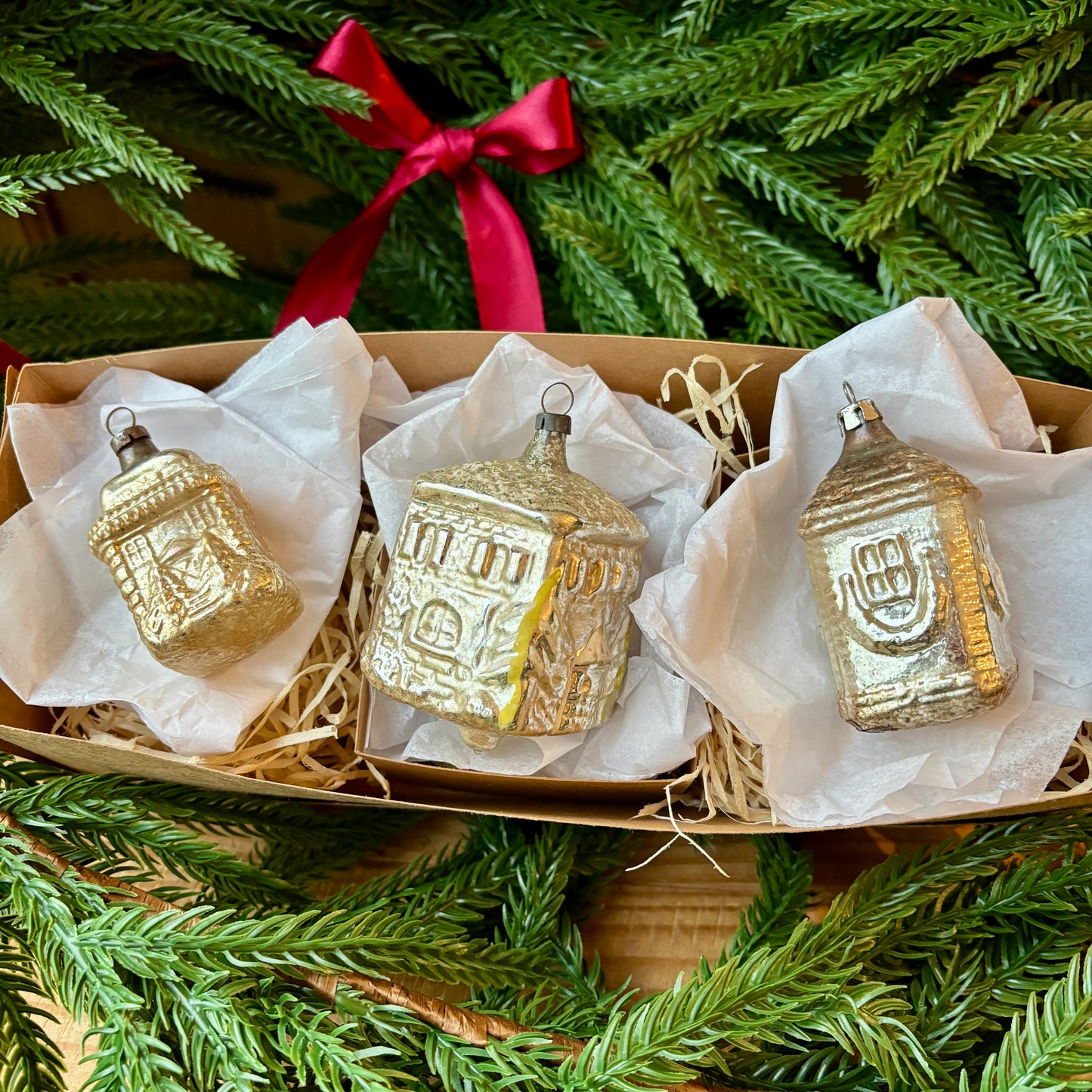 Three vintage house baubles
