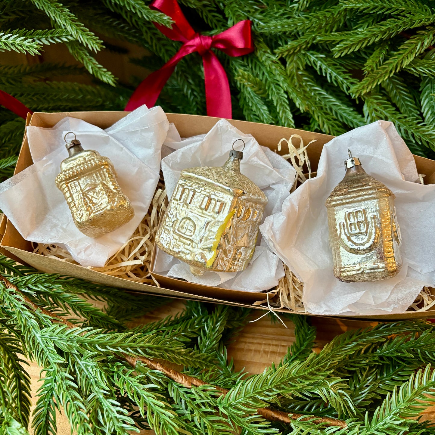 Three vintage house baubles