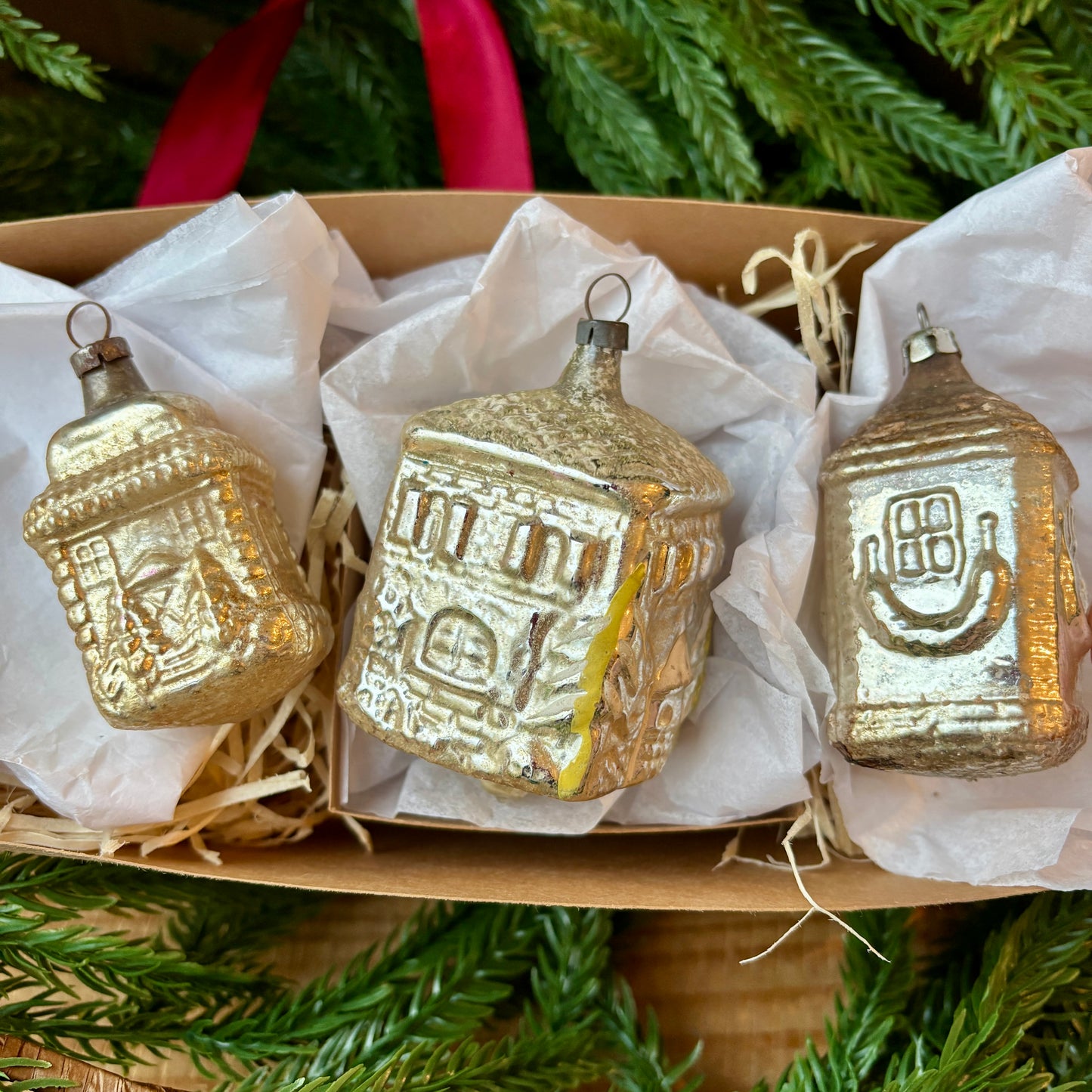 Three vintage house baubles