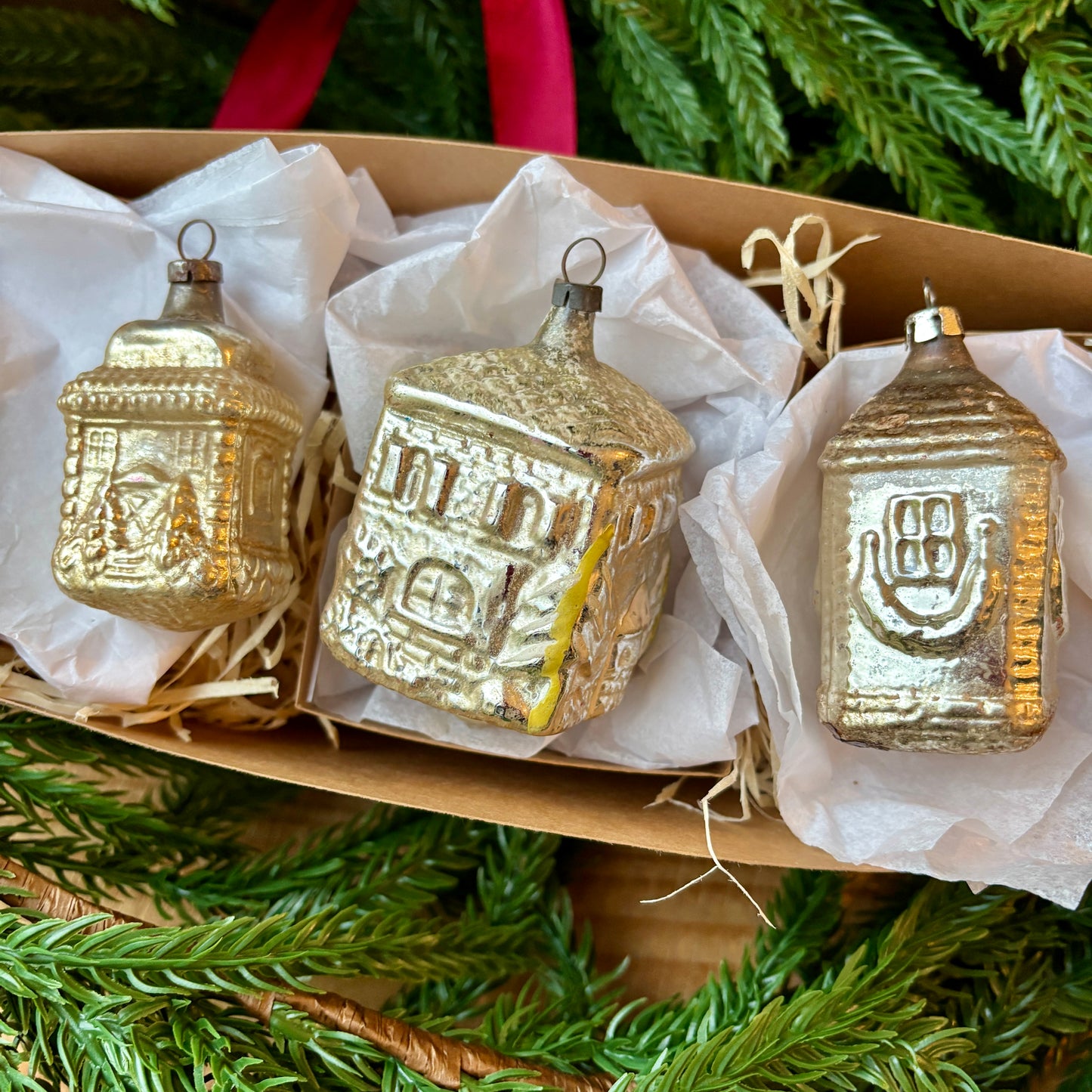 Three vintage house baubles