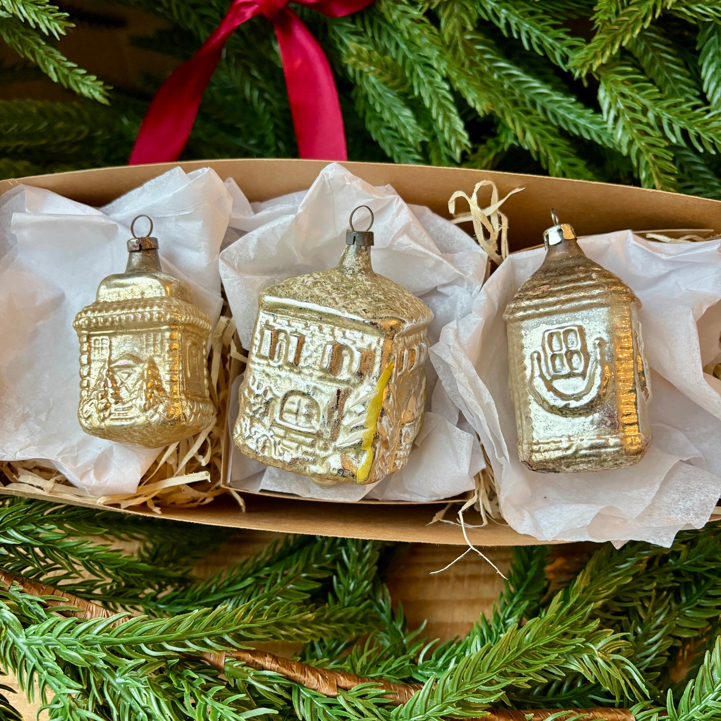 Three vintage house baubles