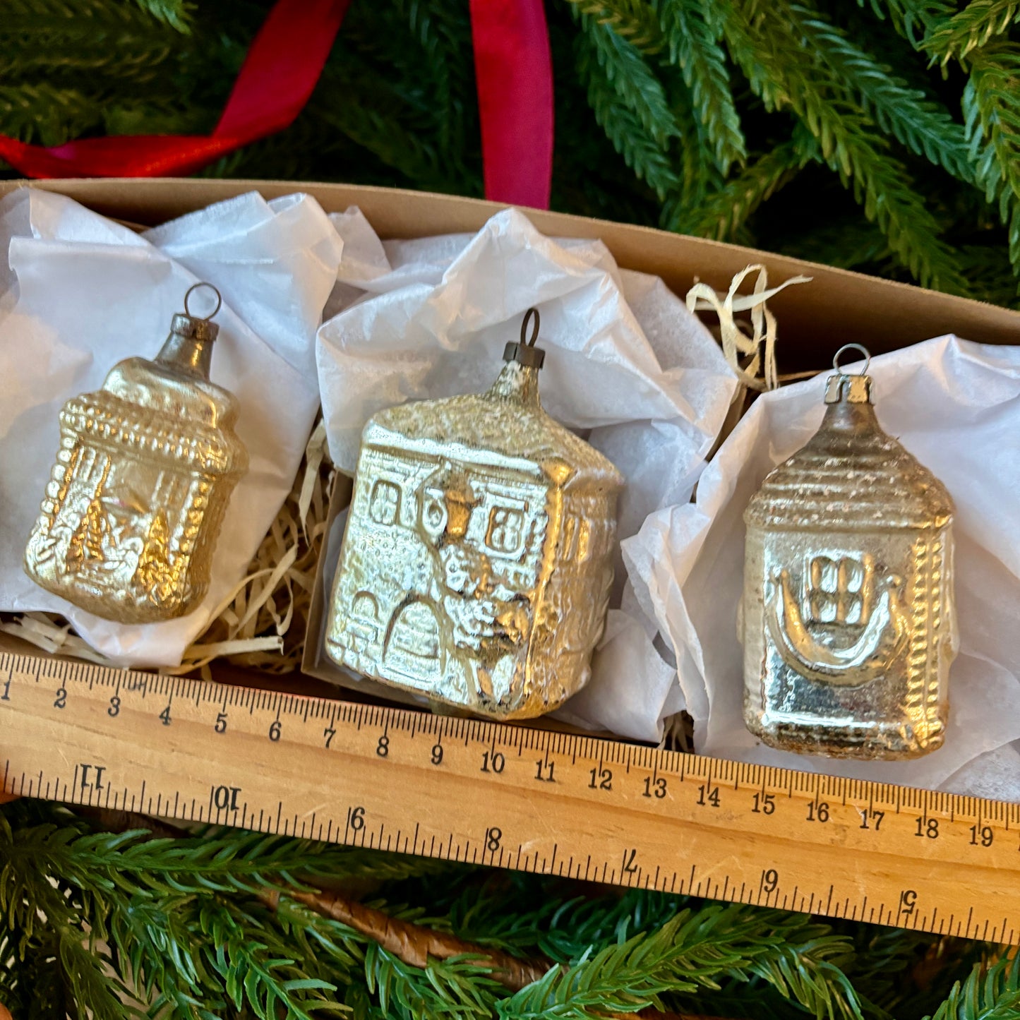 Three vintage house baubles