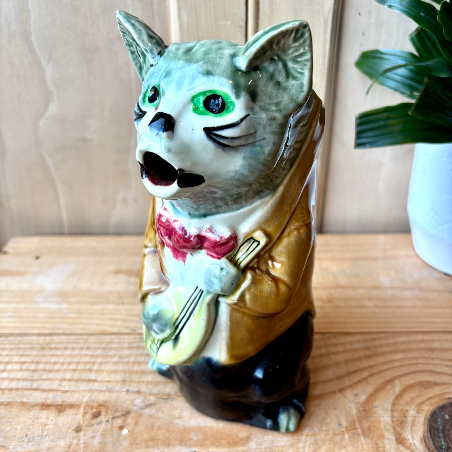 Antique French Majolica Cat Absinthe Jug