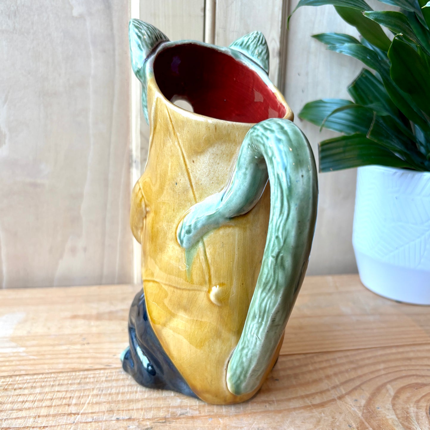 Antique French Majolica Cat Absinthe Jug