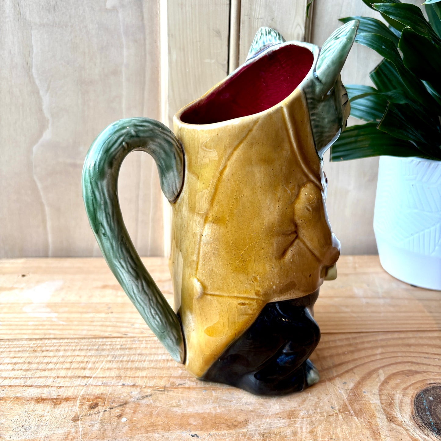 Antique French Majolica Cat Absinthe Jug