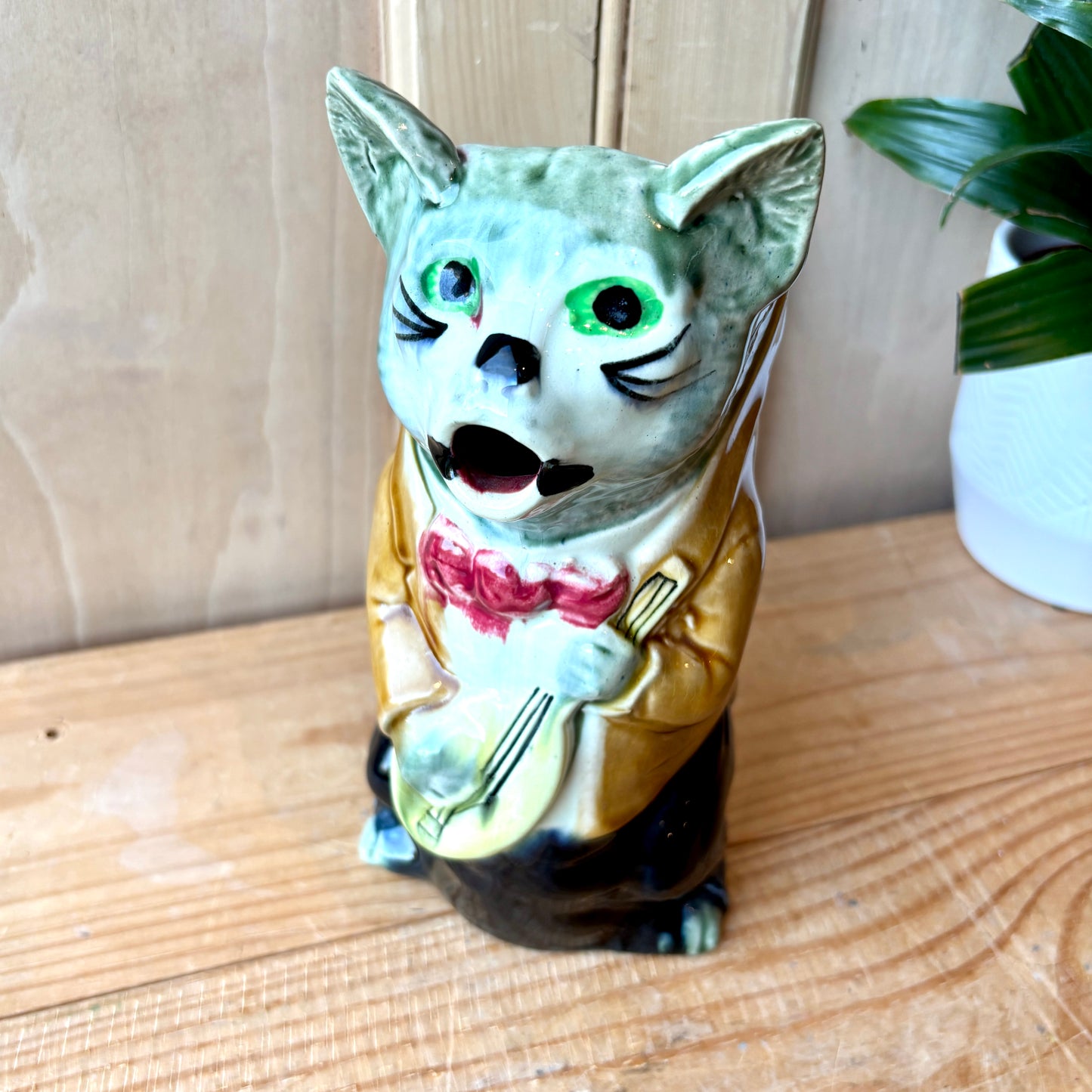 Antique French Majolica Cat Absinthe Jug