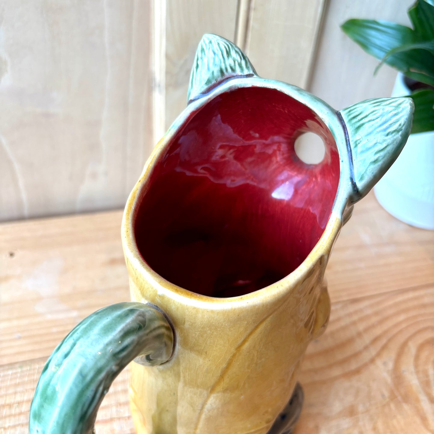 Antique French Majolica Cat Absinthe Jug