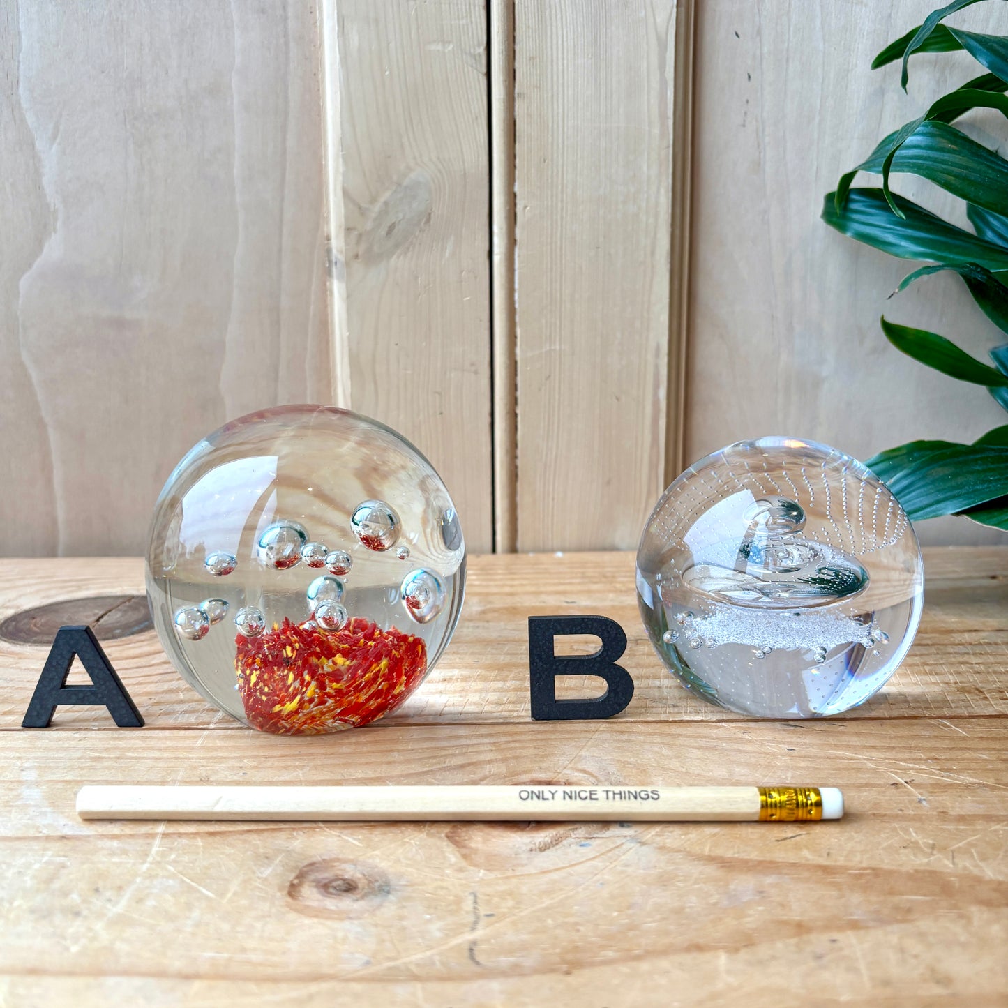 Vintage handblown glass paperweights