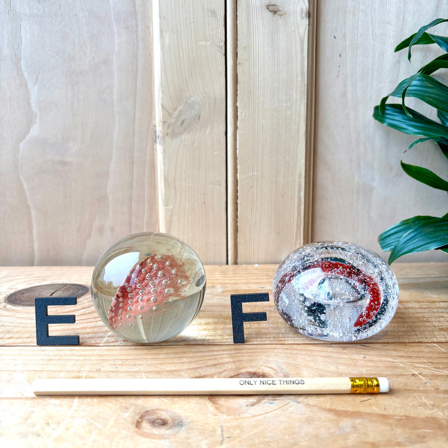 Vintage handblown glass paperweights