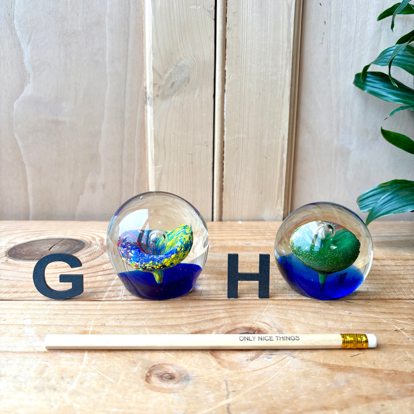 Vintage handblown glass paperweights