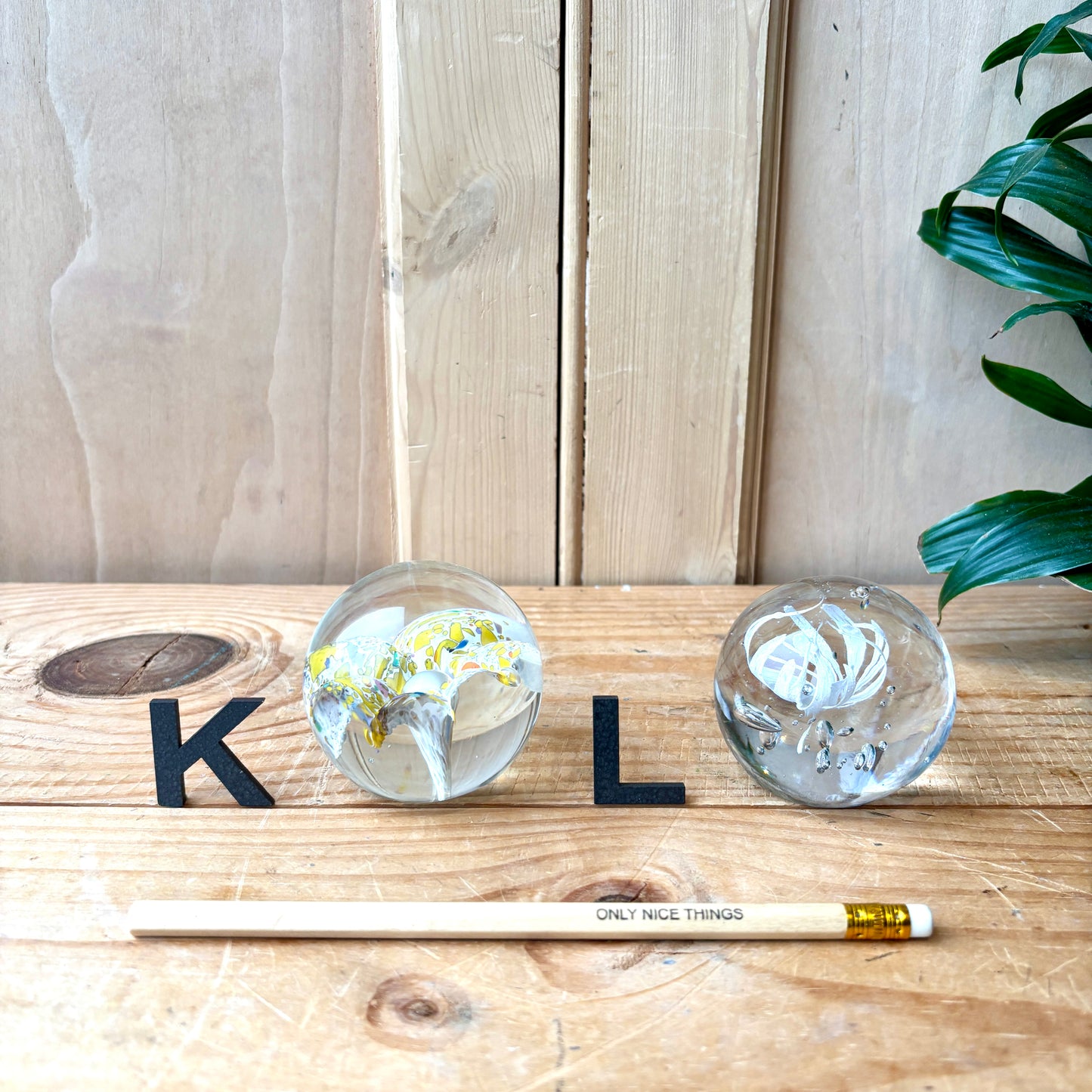 Vintage handblown glass paperweights