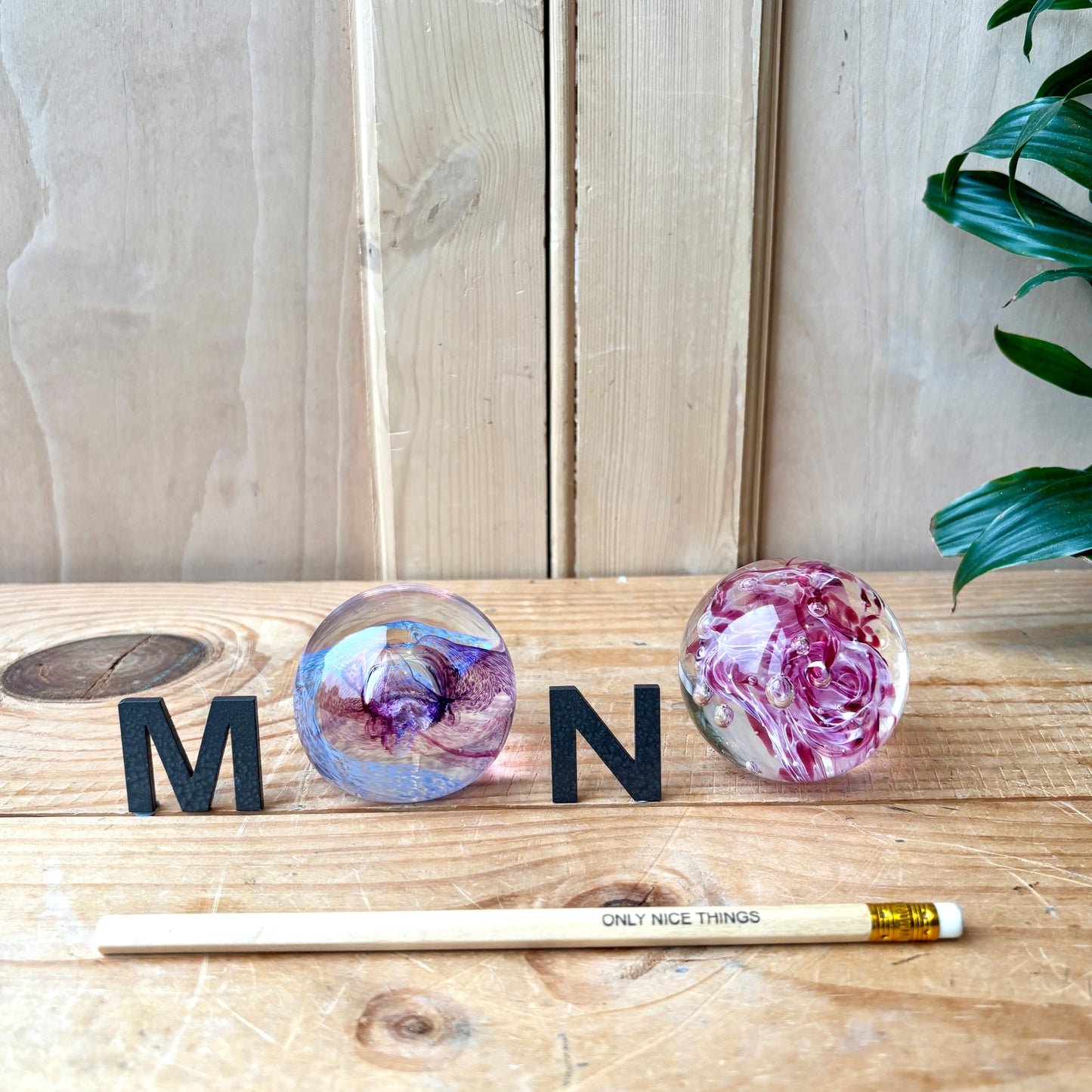 Vintage handblown glass paperweights