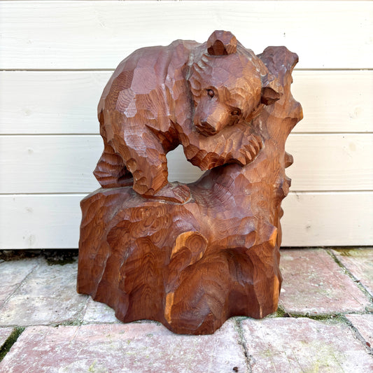 Vintage Signed Wooden Hokkaido Kibori Kuma Bear